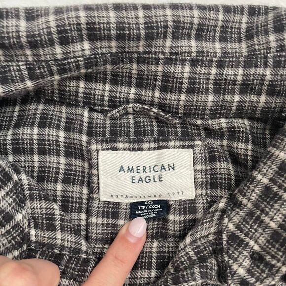 American Eagle Plaid Flannel Long Sleeve Women's XXS Oversized Fall Western Cold - Picture 2 of 3